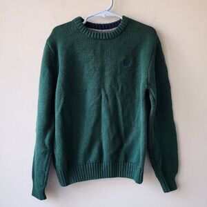 Chaps 100% Cotton Knit Sweater | Boy's XS 6-7 | Forest Green Crew Neck EUC
